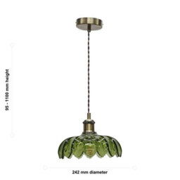 First Choice Lighting Set Of 2 Alice - Green Leaf Pendant Shades With Antique Brass Flex Set - thumbnail 5