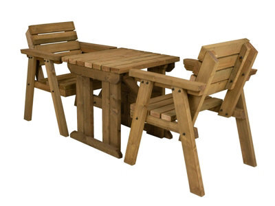 Arbor Garden Solutions Hazels Companion Table And Chairs Set, Wooden Outdoor Dining Set (Rustic Brown Finish) - image 1