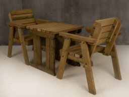Arbor Garden Solutions Hazels Companion Table And Chairs Set, Wooden Outdoor Dining Set (Rustic Brown Finish) - thumbnail 2