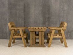 Arbor Garden Solutions Hazels Companion Table And Chairs Set, Wooden Outdoor Dining Set (Rustic Brown Finish) - thumbnail 4