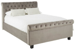 Orsina Elegant Steel Shade Kingsize Ottoman Bed, Practical Velvet Bed For Bedroom, Compact Rolled Back Board Bed - thumbnail 5
