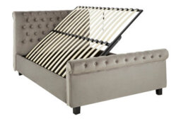 Orsina Elegant Steel Shade Kingsize Ottoman Bed, Practical Velvet Bed For Bedroom, Compact Rolled Back Board Bed - thumbnail 3