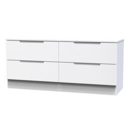 Messina Ready Assembled Matt White No Effect 4 Drawer Wide Chest (H)495mm (W)1100mm (D)390mm - thumbnail 2