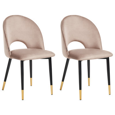 Beliani Set Of 2 Dining Chairs Magalia Velvet Taupe - image 1