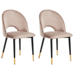 Beliani Set Of 2 Dining Chairs Magalia Velvet Taupe - thumbnail 1