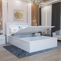 Sliding Wardrobes 4 u LTD Sliding Wardrobes 4U Helston High Gloss Ottoman Storage Bed In Double And King Size, Available In Three Colors - White Doublebed - thumbnail 3