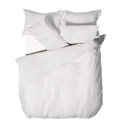 The Linen Yard Waffle Textured 100% Cotton Duvet Cover Set, Super King, White - thumbnail 4