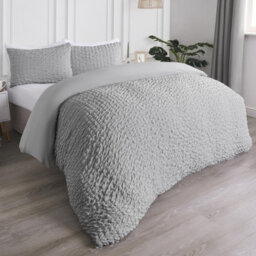 OHS Luxury Seersucker Duvet Cover Set Geo Pillowcase Quilt, Grey - King - thumbnail 2