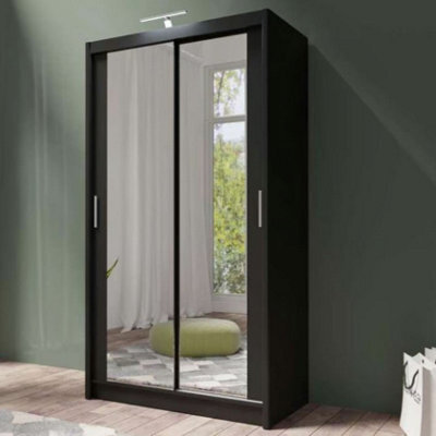 Arte Sleek Black Matt 120Cm Sliding Wardrobe - Modern Storage With Mirror Finish - image 1