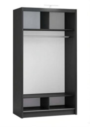 Arte Sleek Black Matt 120Cm Sliding Wardrobe - Modern Storage With Mirror Finish - thumbnail 3
