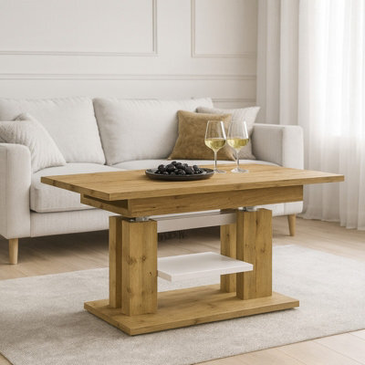 Iso Extendable Table 110 To 170 Cm X 65 Cm Artisan Oak White Shelf Silver Crossbar - image 1