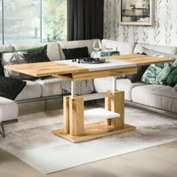 Iso Extendable Table 110 To 170 Cm X 65 Cm Artisan Oak White Shelf Silver Crossbar - thumbnail 3