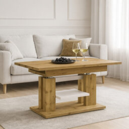 Iso Extendable Table 110 To 170 Cm X 65 Cm Artisan Oak White Shelf Silver Crossbar - thumbnail 1