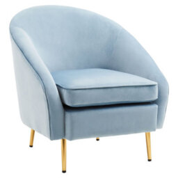 Orsina Aqua Blue Velvet Arm Chair, Luxury Velvet Upholstered Accent Chair, Comfortable Armchair For Home - thumbnail 2