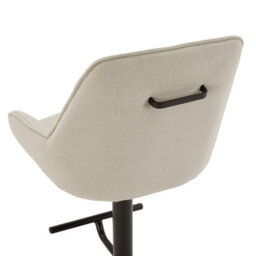 The Furniture Market Cooper Natural Linen Fabric Height Adjustable Bar Stool Swivel 360 Black Satin Base Flute Back Design Kitchen & Bar Top Use - thumbnail 6