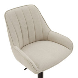 The Furniture Market Cooper Natural Linen Fabric Height Adjustable Bar Stool Swivel 360 Black Satin Base Flute Back Design Kitchen & Bar Top Use - thumbnail 8
