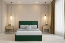 "Nexus Kyoto Emerald Plush Divan Bed Base No Drawers With 26"" Strutted Headboard 5' King" - thumbnail 2