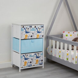 Liberty House Toys Kid's Fabric 3 Drawer Storage Chest Dinosaur Blue - thumbnail 2