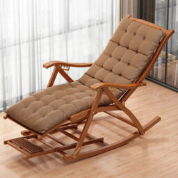 Brown Bamboo Rocker Seat Folding Rocking Arm Chair Patio Leisure Bamboo Recliner Chair