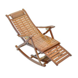 Brown Bamboo Rocker Seat Folding Rocking Arm Chair Patio Leisure Bamboo Recliner Chair - thumbnail 4