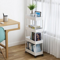 Living And Home White 4 Tiers Shelf Trolley Cart Storage Rack For Kitchen Bathroom - thumbnail 4