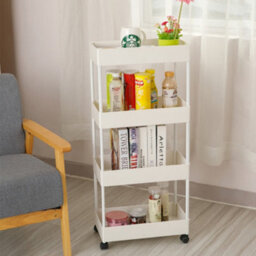 Living And Home White 4 Tiers Shelf Trolley Cart Storage Rack For Kitchen Bathroom - thumbnail 7
