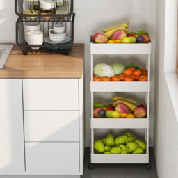Living And Home White 4 Tiers Shelf Trolley Cart Storage Rack For Kitchen Bathroom - thumbnail 2