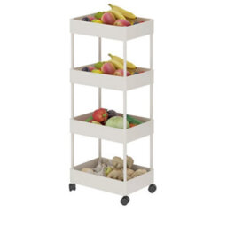 Living And Home White 4 Tiers Shelf Trolley Cart Storage Rack For Kitchen Bathroom - thumbnail 5