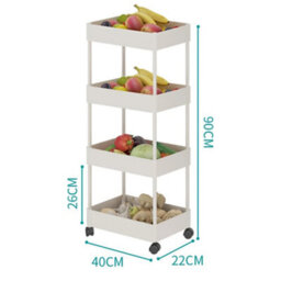 Living And Home White 4 Tiers Shelf Trolley Cart Storage Rack For Kitchen Bathroom - thumbnail 8