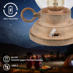 Briloner Lantern Rechargeable Led Table Oil Lamp Candle Antique Style Ip44 Outdoor Beige - thumbnail 6