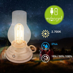 Briloner Lantern Rechargeable Led Table Oil Lamp Candle Antique Style Ip44 Outdoor Beige - thumbnail 3