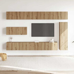 Berkfield 7 Piece Tv Cabinet Set Wall-Mounted Artisan Oak Engineered Wood - thumbnail 3
