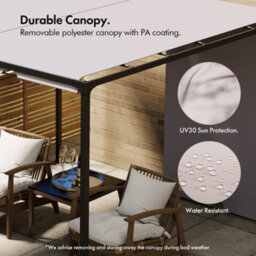 Vonhaus Pergola With Sliding Roof 3X3 M, Metal Pergola With Sliding Double Roof, Weatherproof, Polyester Canopy, Steel Frame - thumbnail 4