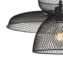 First Choice Lighting Set Of 2 Cassidy Three Tier Black Mesh Ceiling Pendant Lights - thumbnail 4