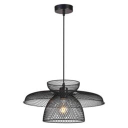 First Choice Lighting Set Of 2 Cassidy Three Tier Black Mesh Ceiling Pendant Lights - thumbnail 2
