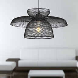 First Choice Lighting Set Of 2 Cassidy Three Tier Black Mesh Ceiling Pendant Lights - thumbnail 6