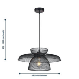 First Choice Lighting Set Of 2 Cassidy Three Tier Black Mesh Ceiling Pendant Lights - thumbnail 7