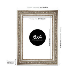 6X4 Silver Ornate Picture Frame (15.2 X 10.2Cm) Poster, Photo, Artwork, Gallery Wall Or Print - thumbnail 2