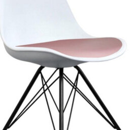 Fusion Living Soho White And Blush Pink Plastic Dining Chair With Black Metal Legs - thumbnail 3