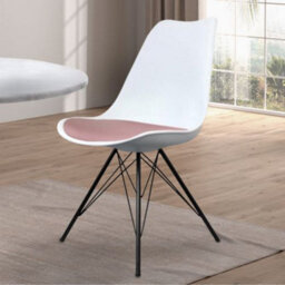 Fusion Living Soho White And Blush Pink Plastic Dining Chair With Black Metal Legs - thumbnail 2