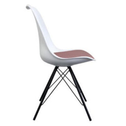 Fusion Living Soho White And Blush Pink Plastic Dining Chair With Black Metal Legs - thumbnail 5