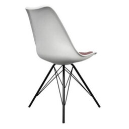 Fusion Living Soho White And Blush Pink Plastic Dining Chair With Black Metal Legs - thumbnail 4