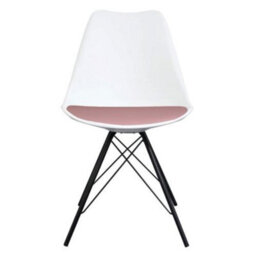 Fusion Living Soho White And Blush Pink Plastic Dining Chair With Black Metal Legs - thumbnail 6