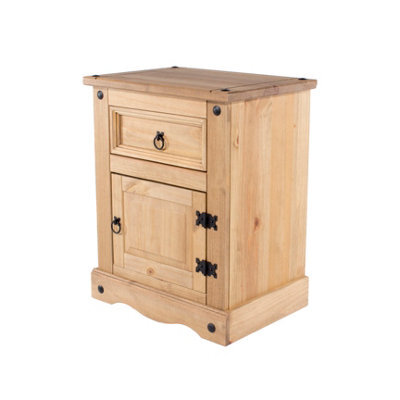 Core Products Premium Corona, 1 Door, 1 Drawer Bedside Cabinet - Antique Wax Finish, H66.0Cm X W53.0Cm X D38.0Cm - image 1