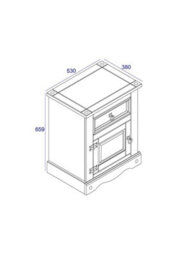 Core Products Premium Corona, 1 Door, 1 Drawer Bedside Cabinet - Antique Wax Finish, H66.0Cm X W53.0Cm X D38.0Cm - thumbnail 8
