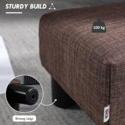 Homcom Chic Linen Fabric Footstool Ottoman Cube With 4 Plastic Legs Brown - thumbnail 5