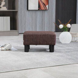 Homcom Chic Linen Fabric Footstool Ottoman Cube With 4 Plastic Legs Brown - thumbnail 8