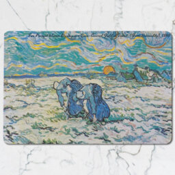Benjamin Tate Design Two Peasant Women Digging In Snow Covered Field Sunset Placemats Coaster Set - thumbnail 2