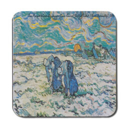 Benjamin Tate Design Two Peasant Women Digging In Snow Covered Field Sunset Placemats Coaster Set - thumbnail 3