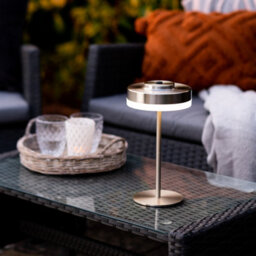 Auraglow Kensington Rechargeable Outdoor Table Lamp - Silver - thumbnail 2